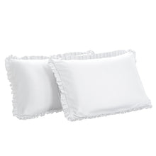 Load image into Gallery viewer, 100% cotton Pure white handmade pleated ruffled pillowcases
